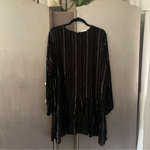 Zara Black Silver Shimmer Ruffle Dress - Picture 3 of 7
